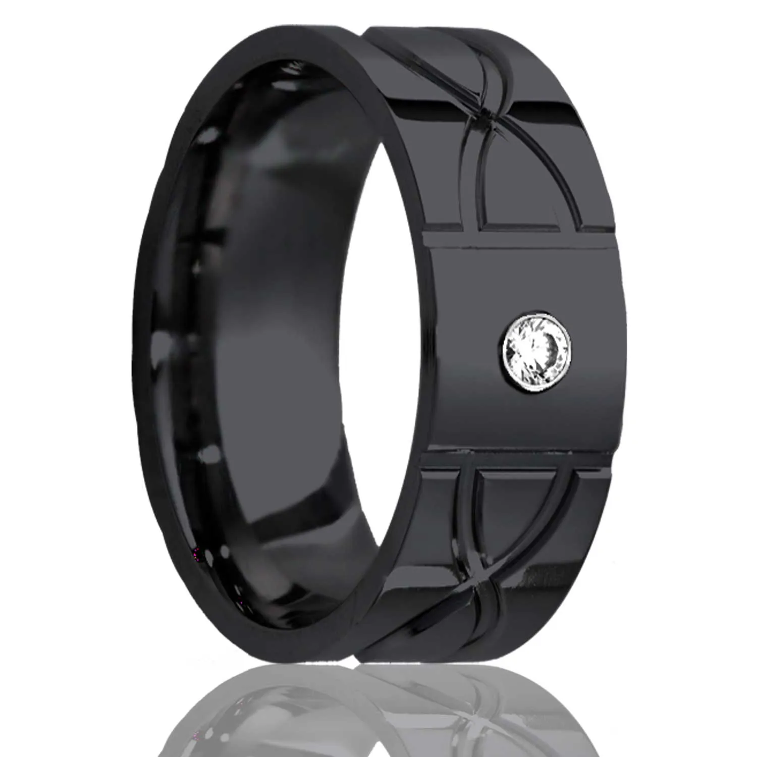 Dome Zirconium Ring with a Milled Pattern