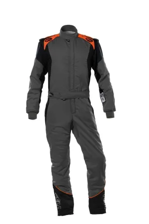 Driving Suit - PRO-TX Series - 1-Piece - SFI 3.2A/5 - Multi-Layer - Fire Retardant Fabric - Gray / Orange - 2X-Large - Each