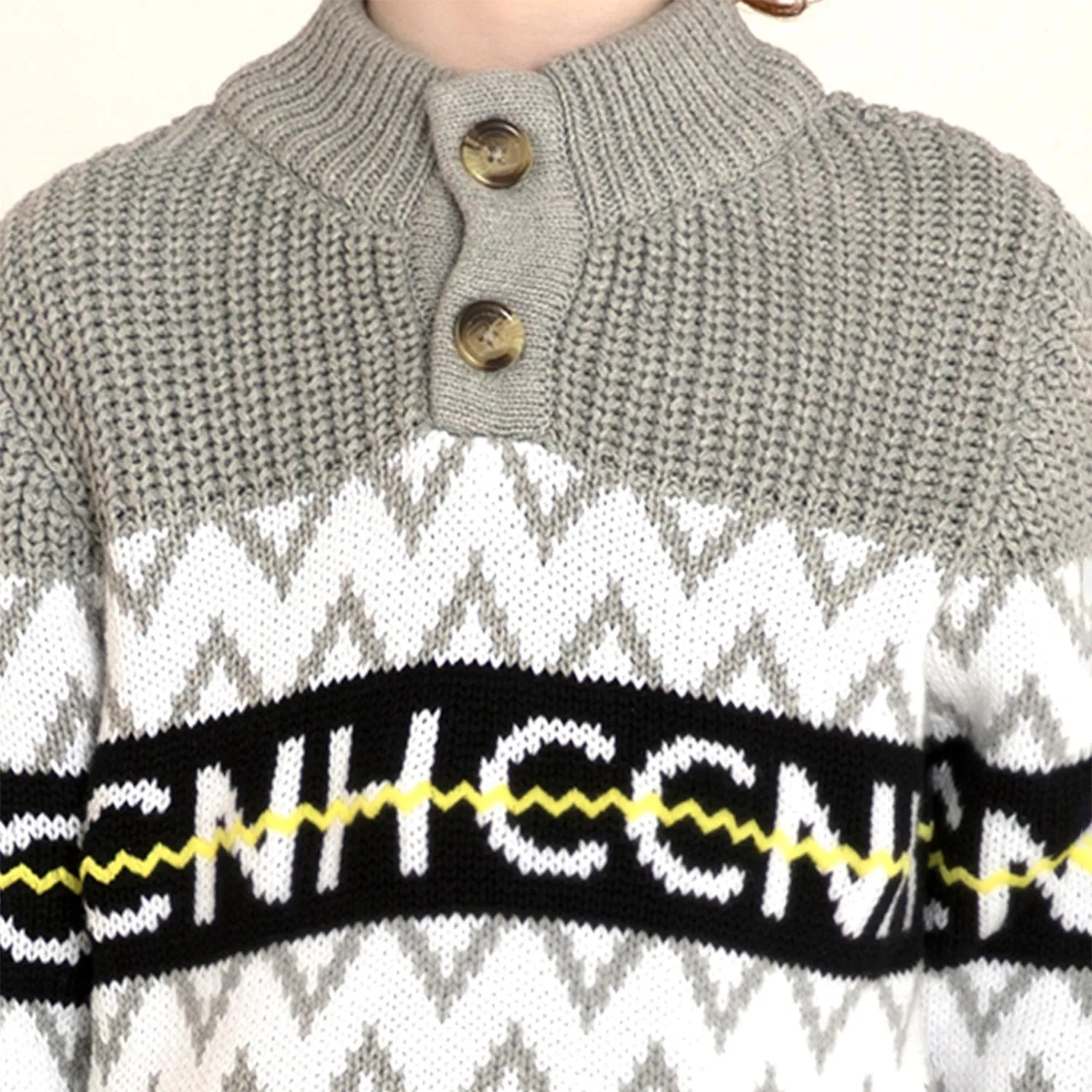 Embroidered Fair Isle High Neck Sweater