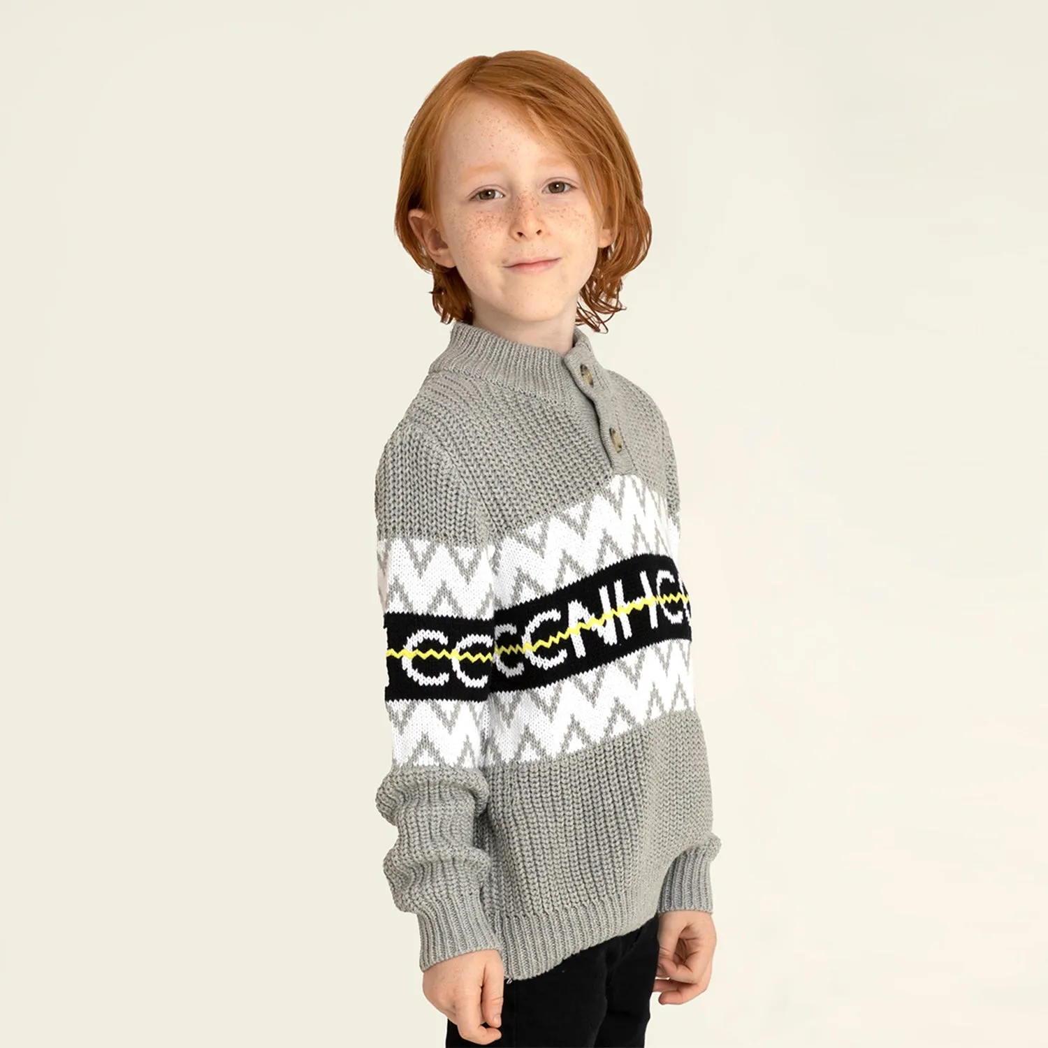 Embroidered Fair Isle High Neck Sweater