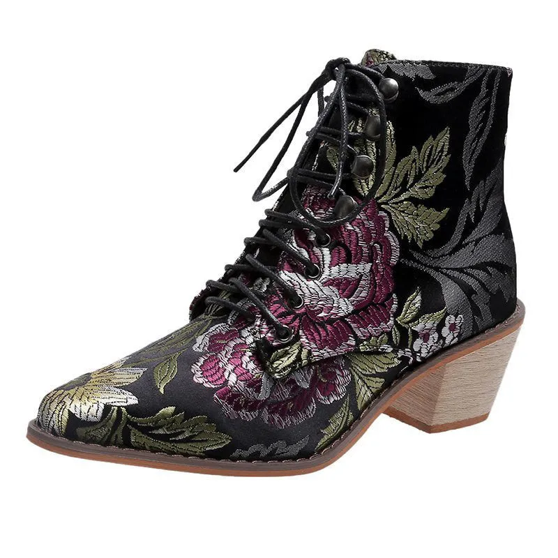 Embroidered Women's Short Boots - European and American Style