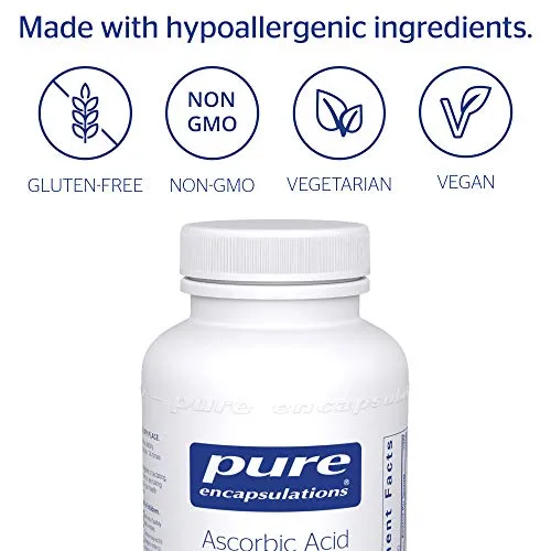 Encapsulaciones puras - Cápsulas de ácido ascórbico - Suplemento hipoalergénico de vitamina C para soporte antioxidante* - 90 cápsulas