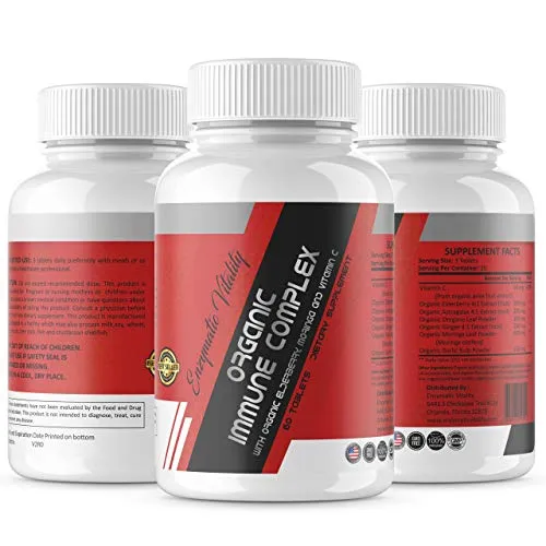 Enzymatic Vitality Organic Immune System Booster - Vitamina C - Orgánica de la Moringa - Orgánica de jengibre y extracto de ajo orgánico