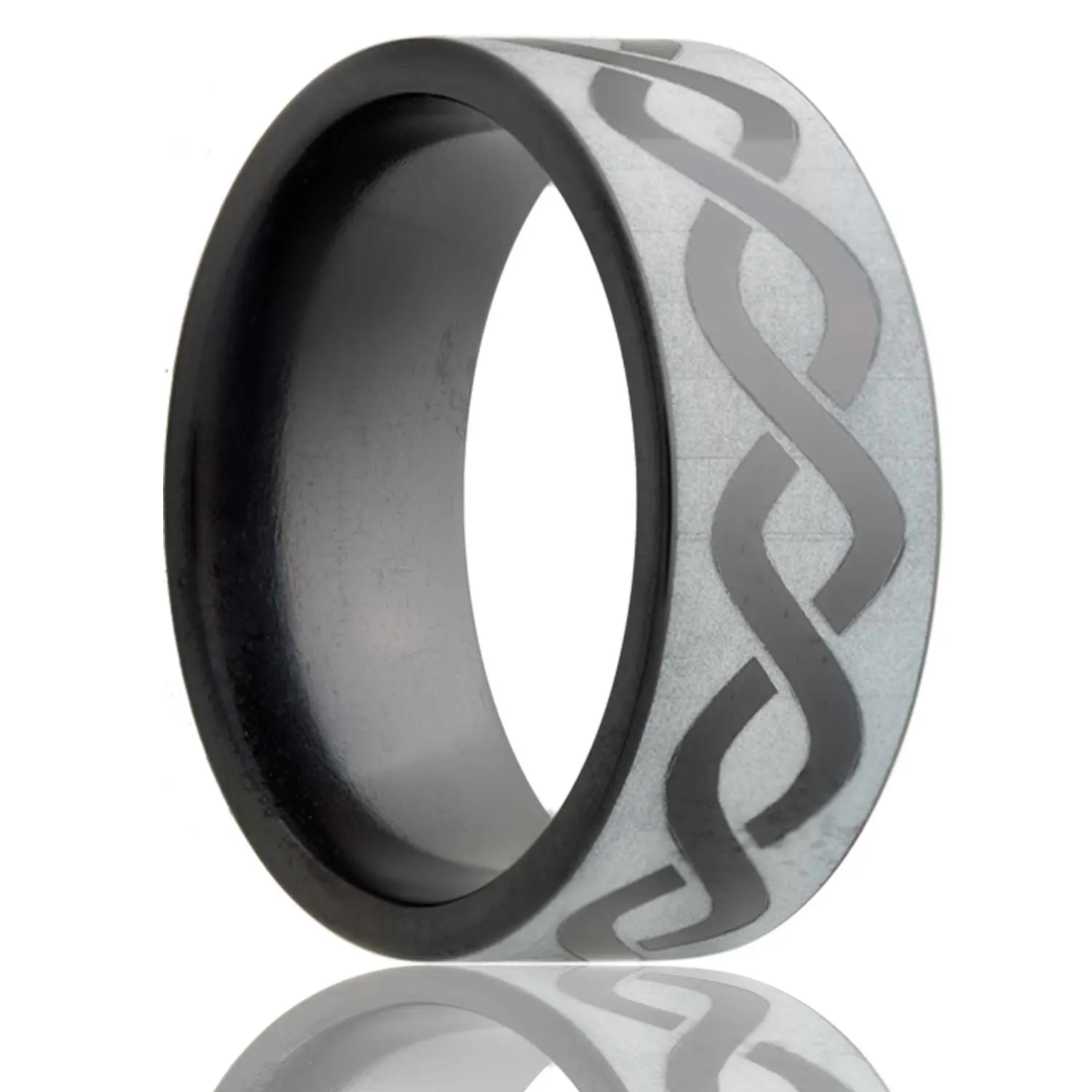 Flat Zirconium Band with a Laser Pattern