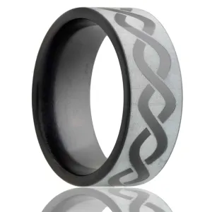 Flat Zirconium Band with a Laser Pattern