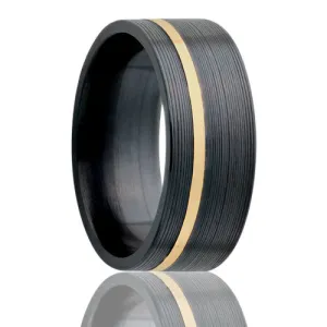 Flat Zirconium Band with Yellow Gold Inlay