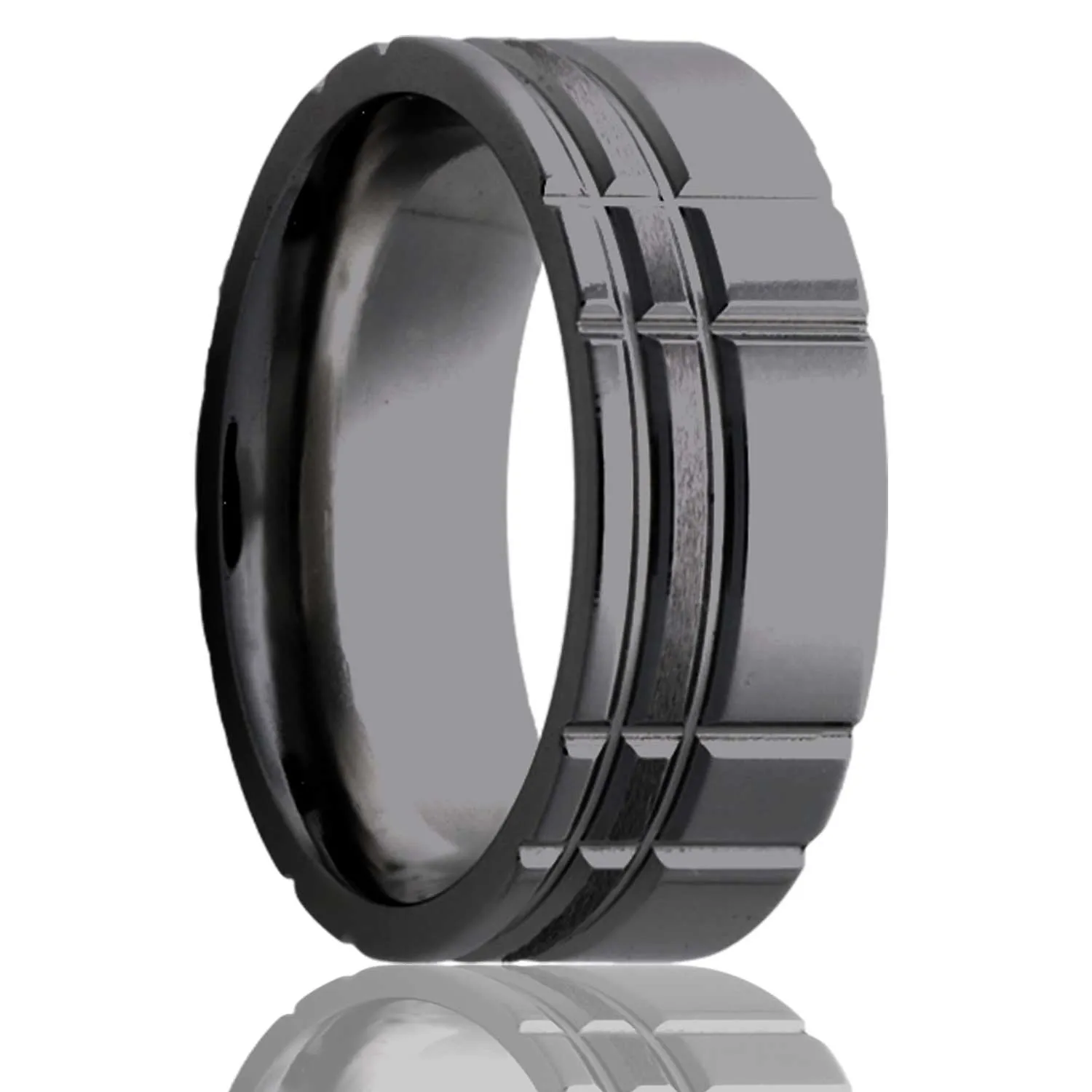 Flat Zirconium Ring with a Milled Pattern