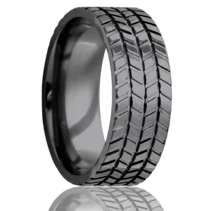 Flat Zirconium Ring with a Milled Pattern