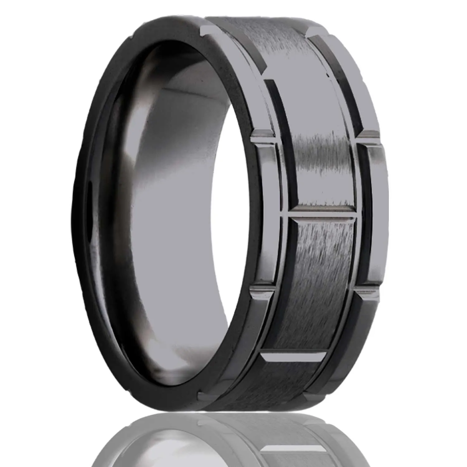 Flat Zirconium Ring with a Milled Pattern