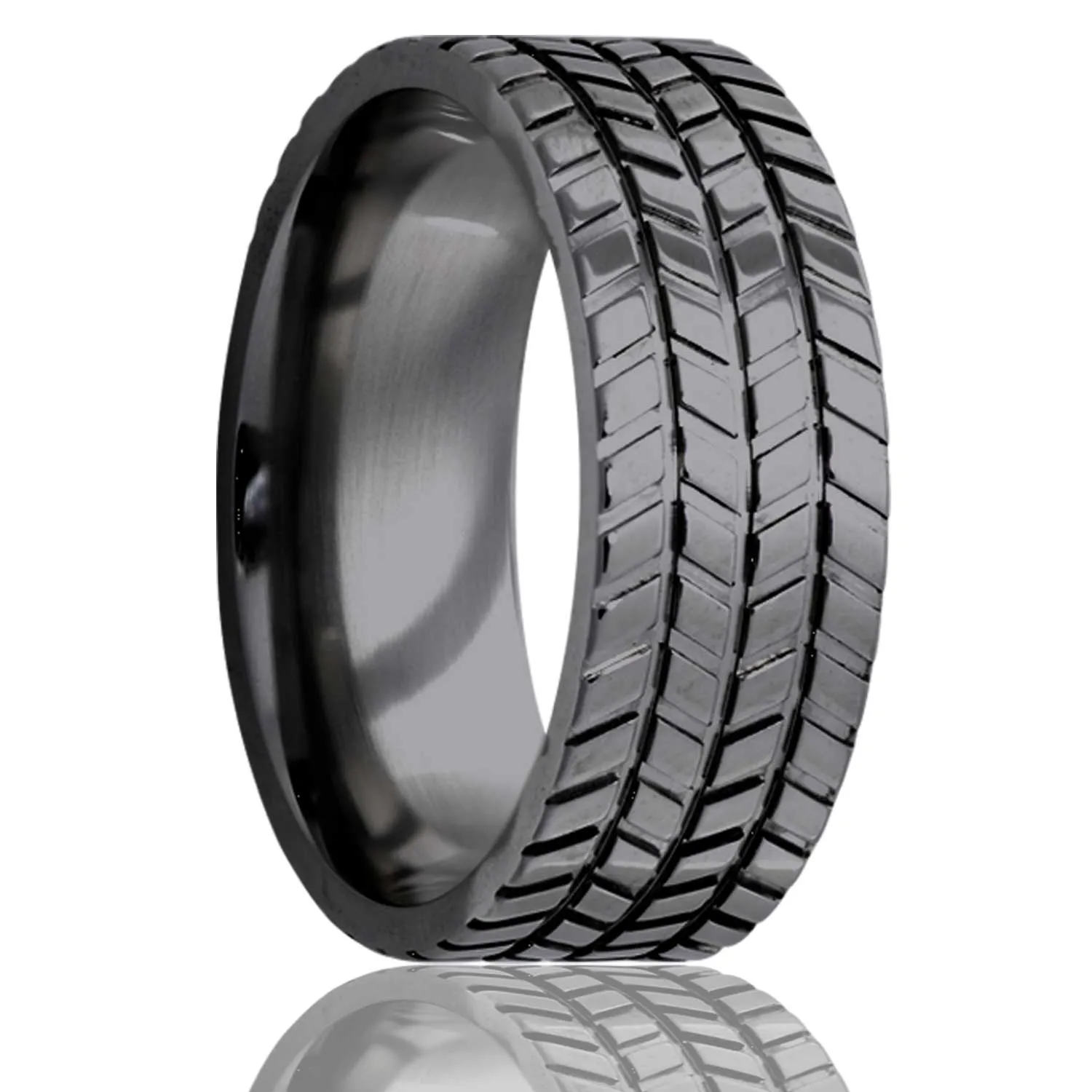 Flat Zirconium Ring with a Milled Pattern