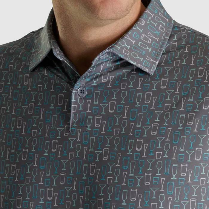 FootJoy Athletic Fit Lisle Glass Print Self Collar