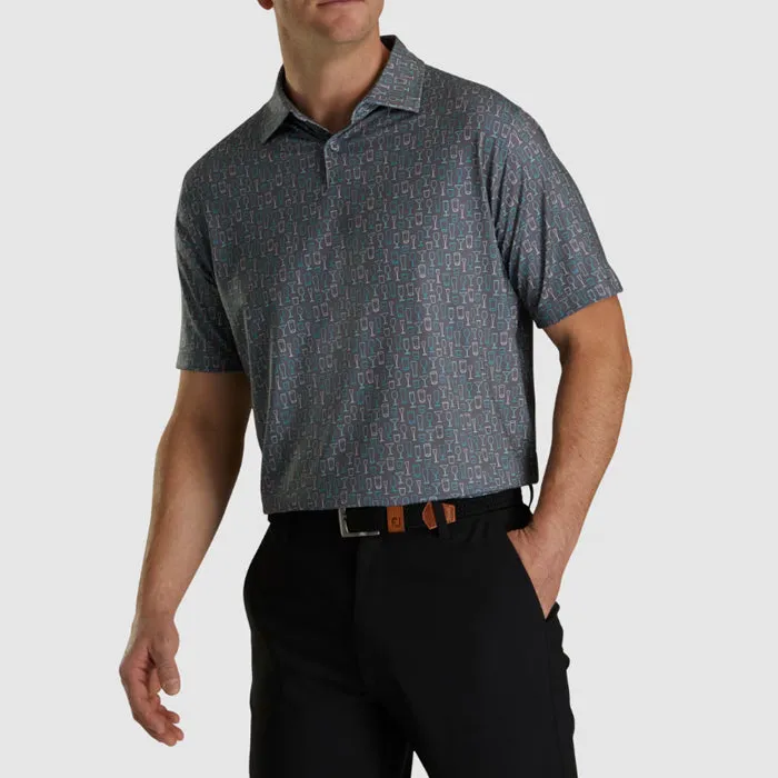 FootJoy Athletic Fit Lisle Glass Print Self Collar