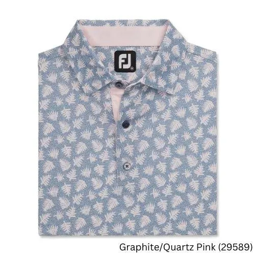 FootJoy Shadow Palm Print Lisle Self Collar L Graphite / Quartz Pink (29589)