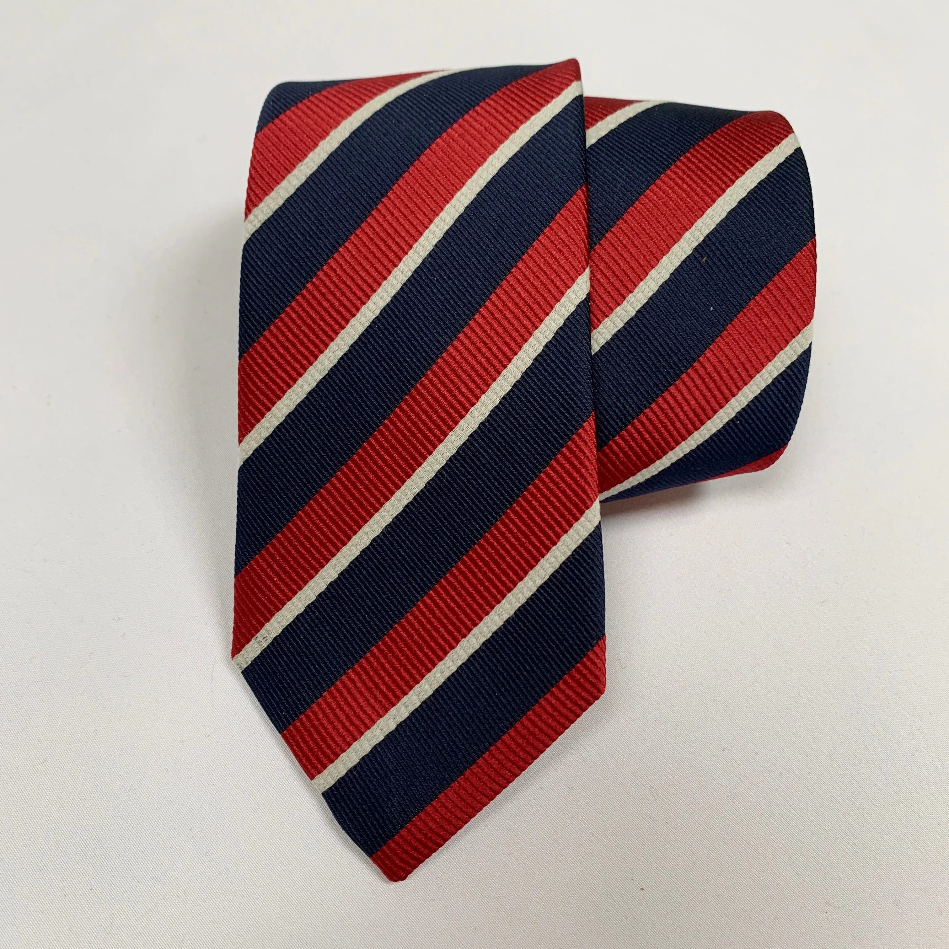 Gucci Striped Pimentone Neck Tie in Midnight Blue and Red