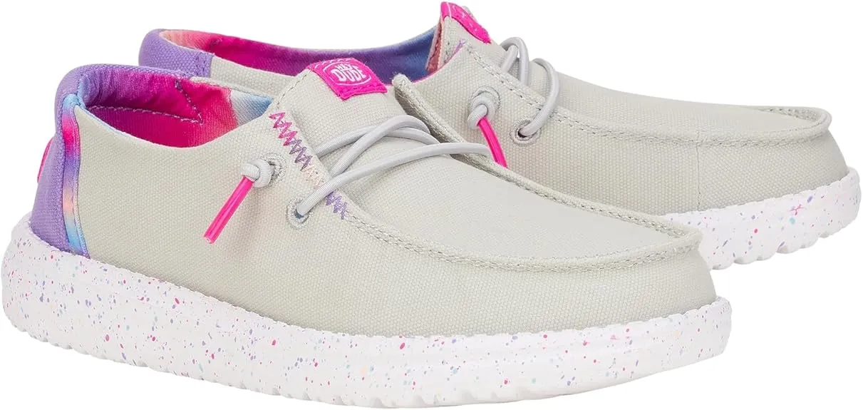 Hey Dude Kids Wendy Color Fun (Little Kid/Big Kid) - Shoes for Kids - Comfy Canvas Upper - Rubber Outsole