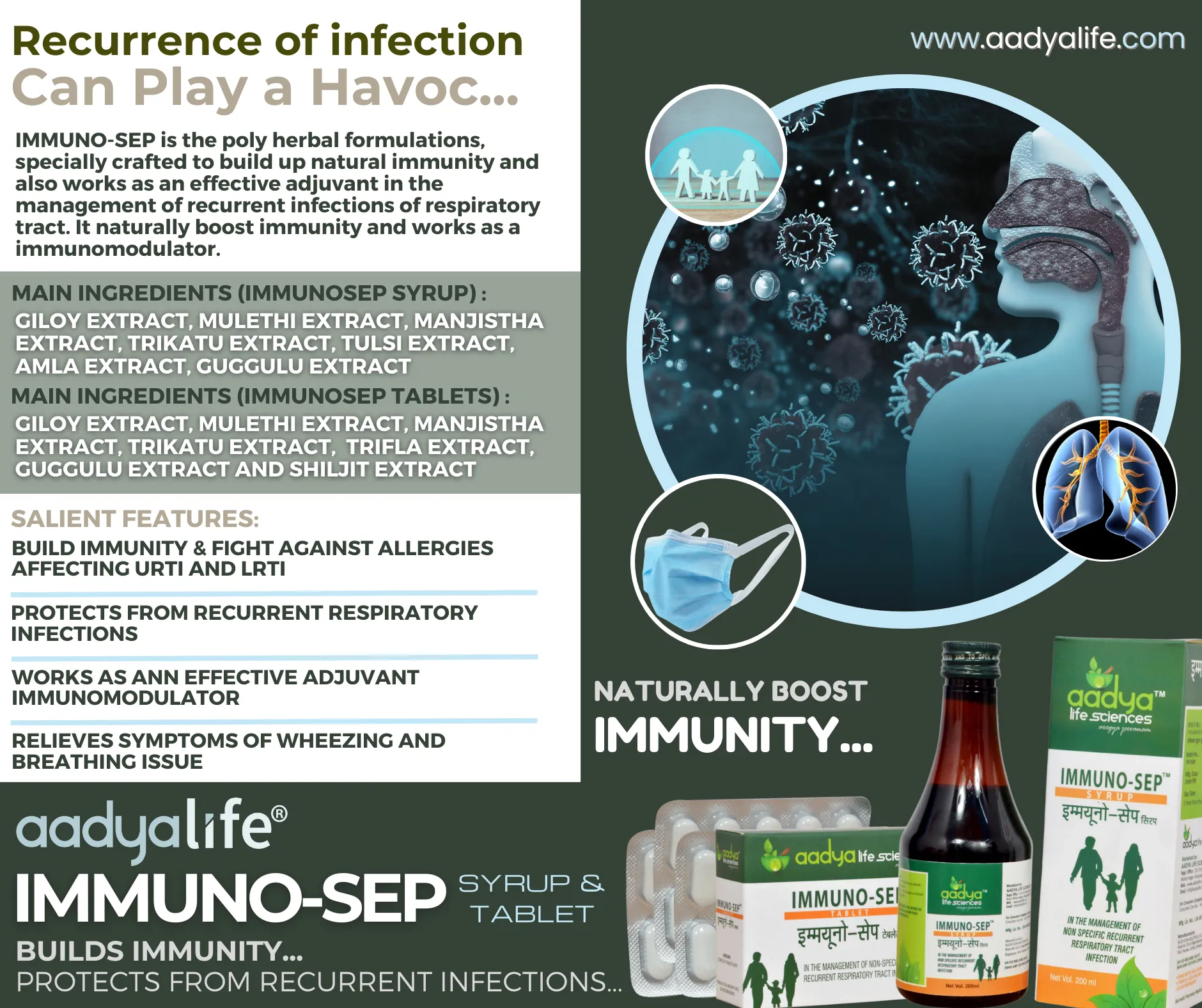 Immuno-sep Syrup | A Natural Immunity Booster With Goodness of Giloy, Amla, Mulethi & Manjistha | Supports in Respiratory Health & URTI and LRTI | Builds Immunity & Fights Against Allergies