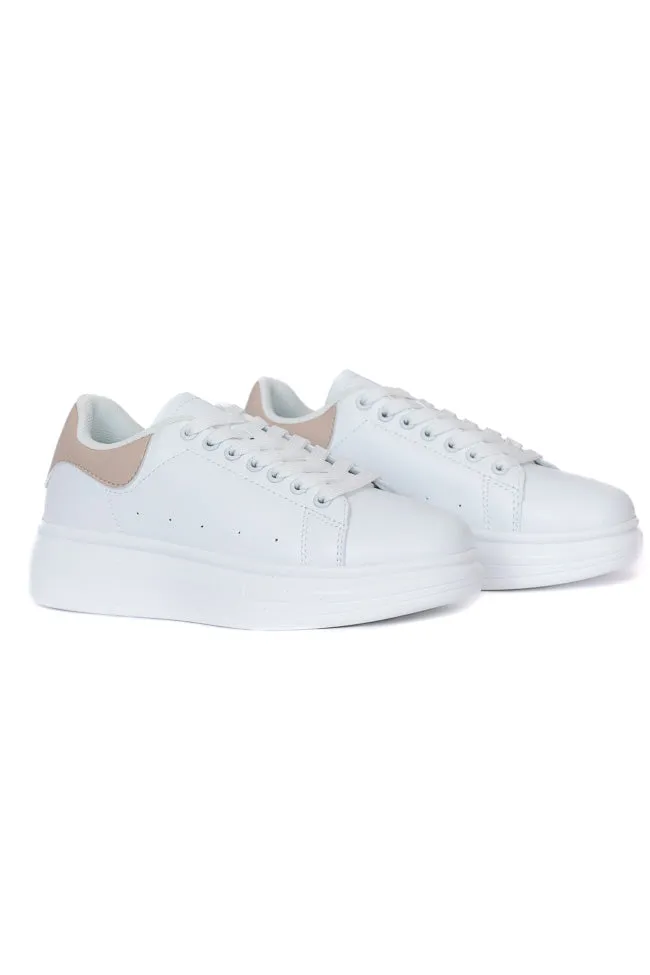Karlie Taupe Heel White Sneakers SALE
