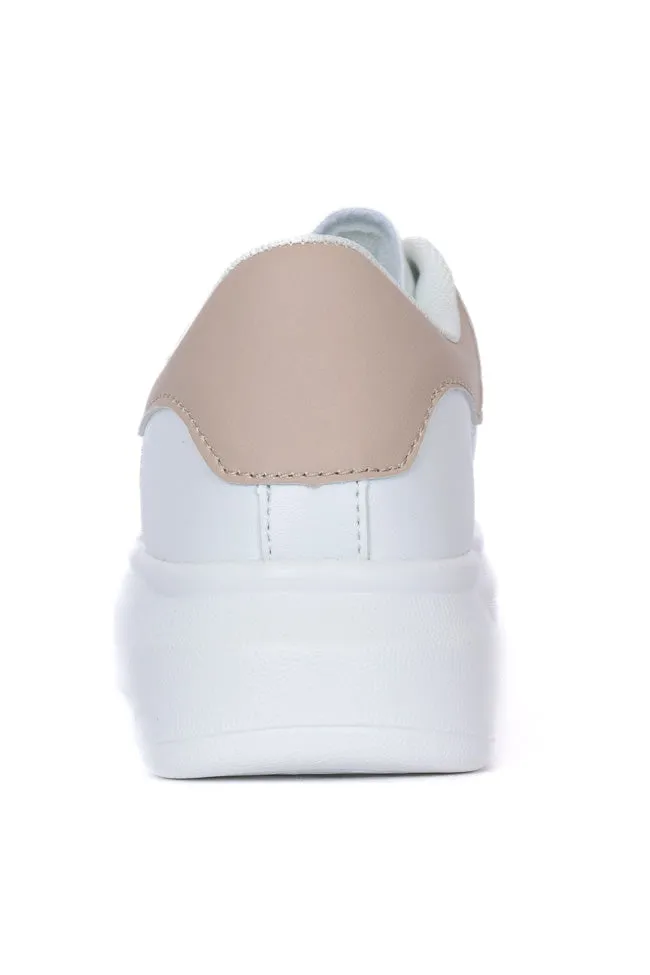Karlie Taupe Heel White Sneakers SALE