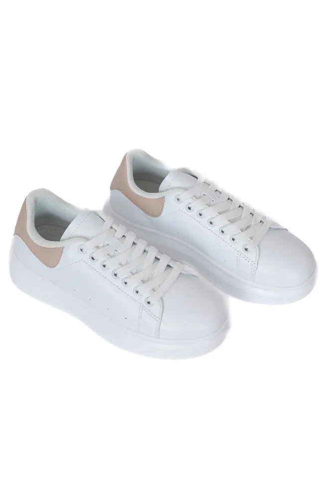 Karlie Taupe Heel White Sneakers SALE