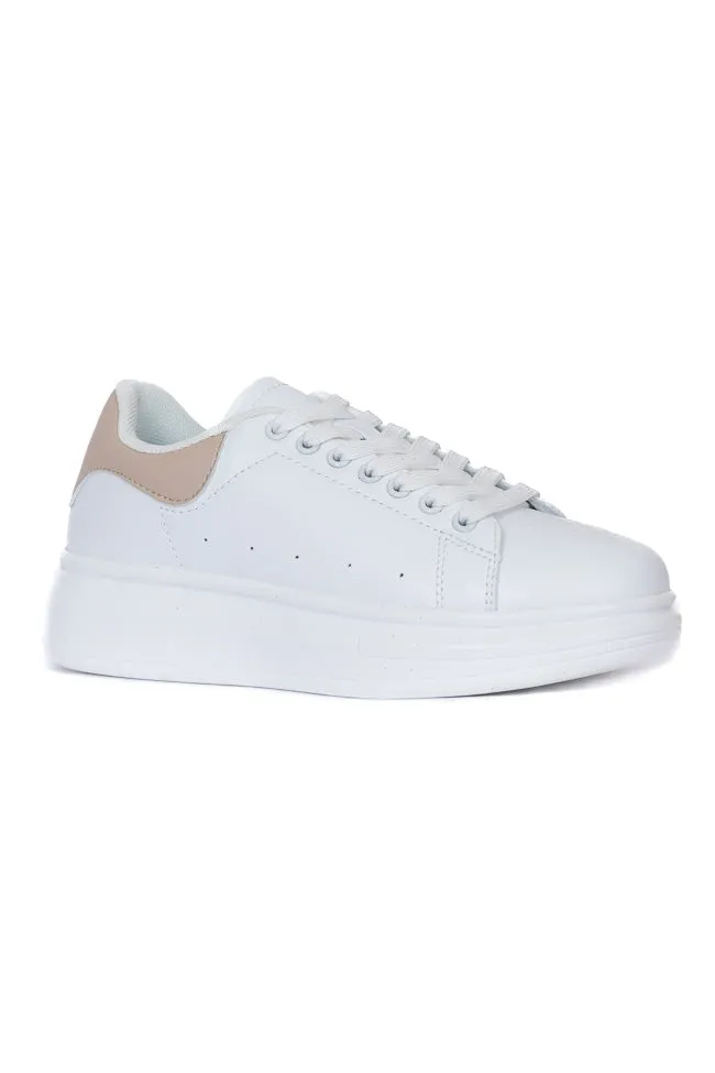 Karlie Taupe Heel White Sneakers SALE