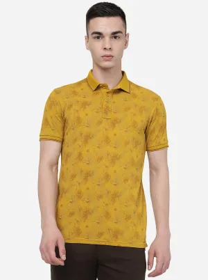 Lemon Curry Printed Slim Fit Polo T-Shirt | JadeBlue