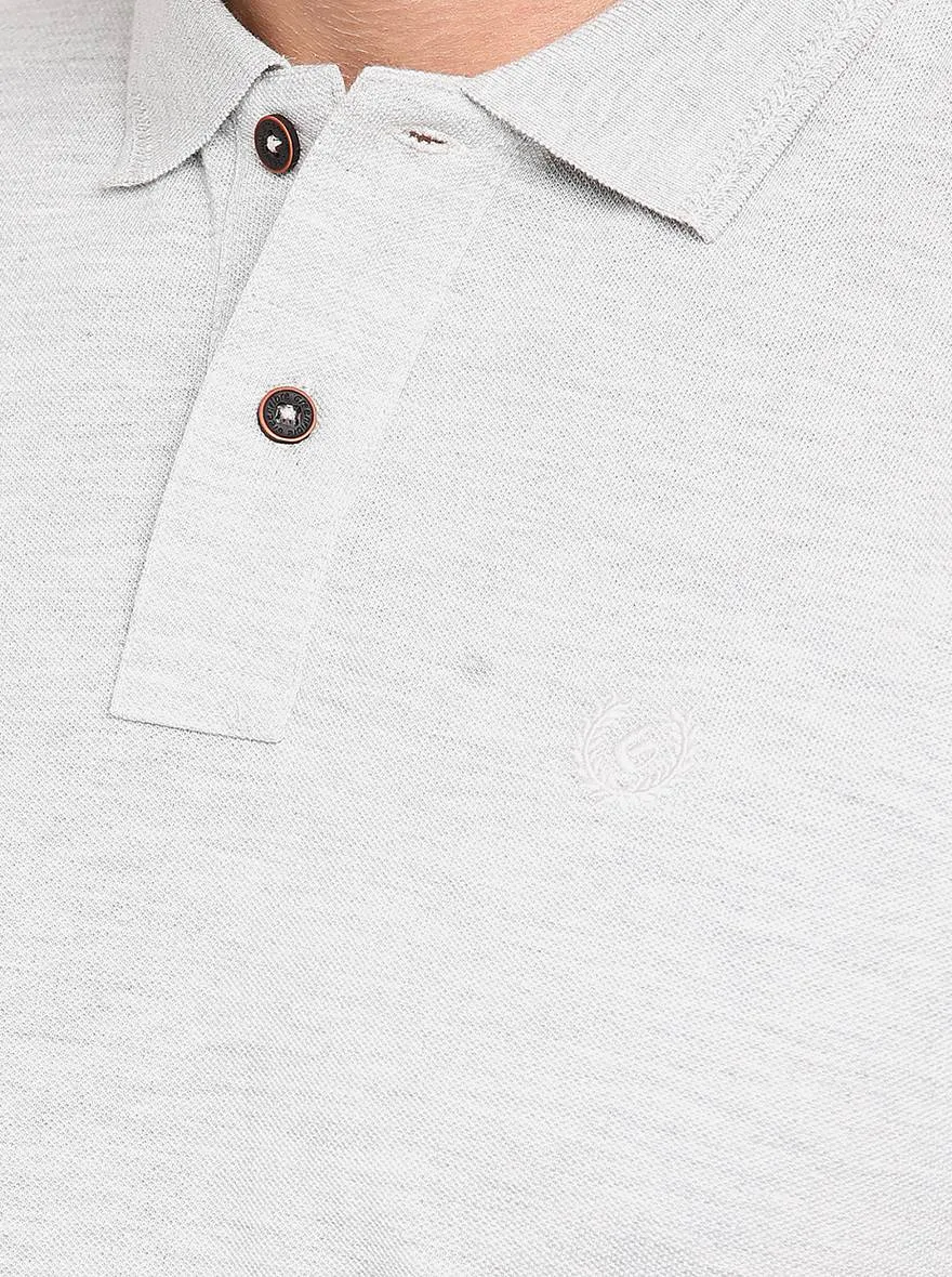 Light Grey Solid Slim Fit Polo T-Shirt | Greenfibre