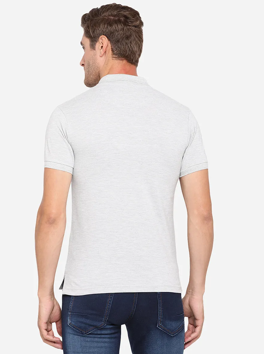 Light Grey Solid Slim Fit Polo T-Shirt | Greenfibre