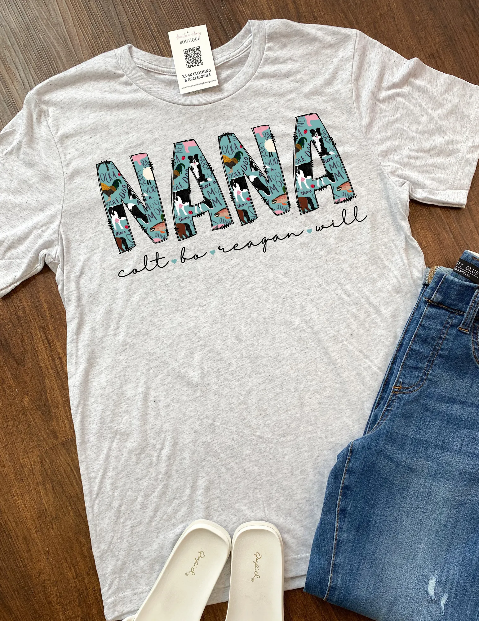 Mama, Nana, Grandma, Personalized Sounds Of The Farm Graphic Tee | Tshirt Bar