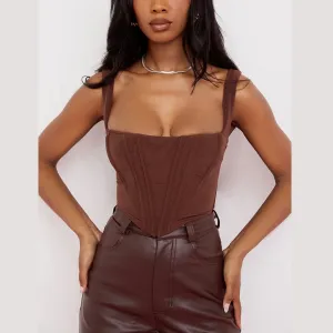 Mazie - Brown Bustier Corset Top