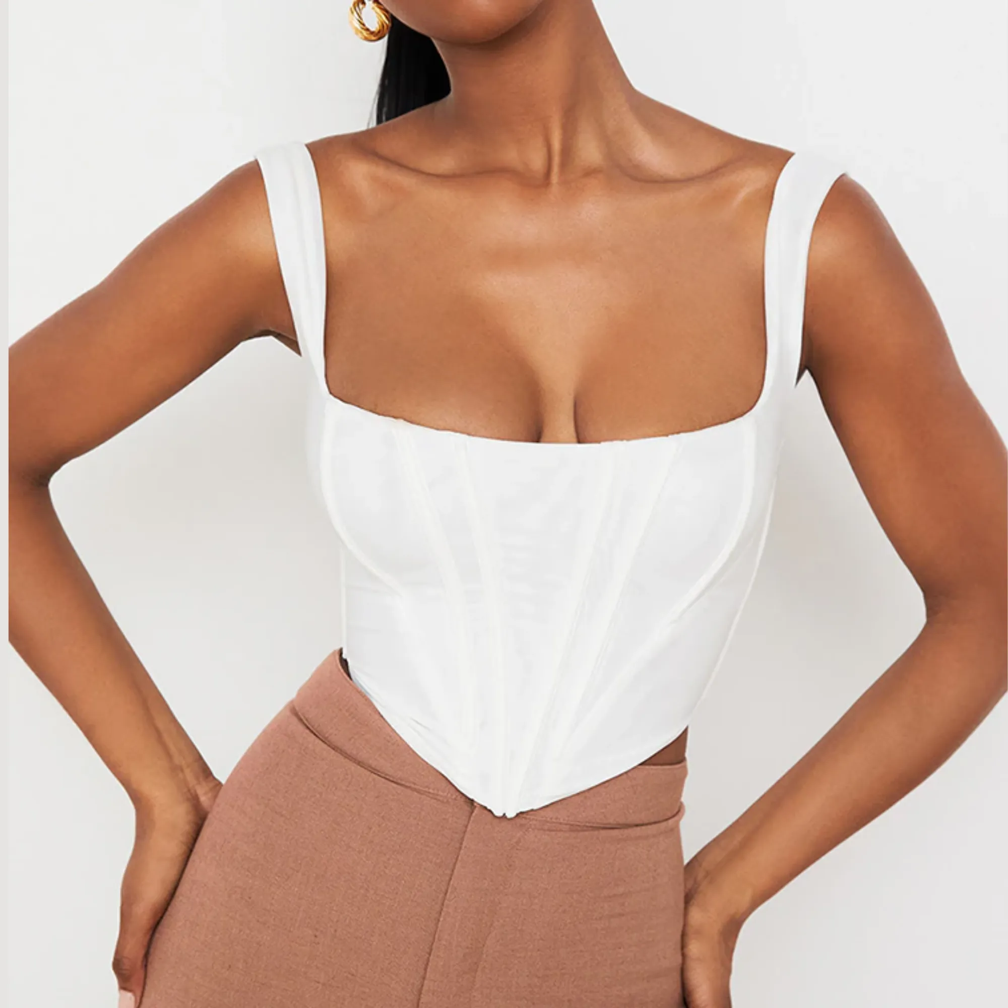 Mazie - White Bustier Corset Top