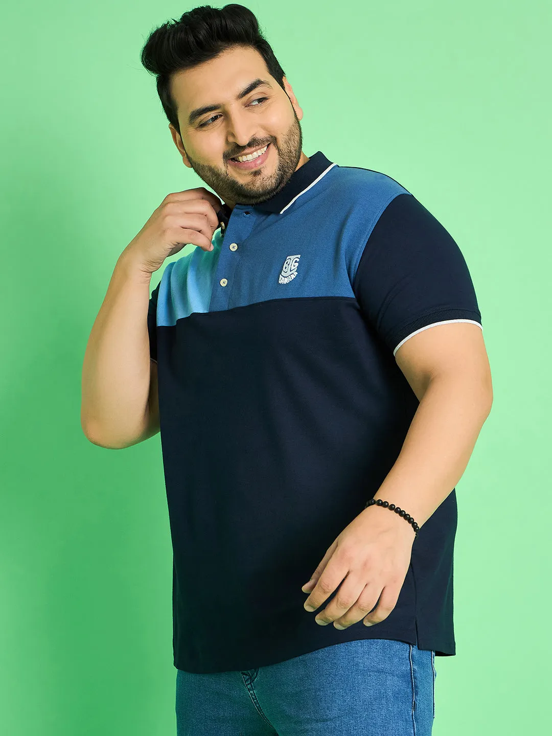Men Plus Size Colt Colour-block Polo Tshirt