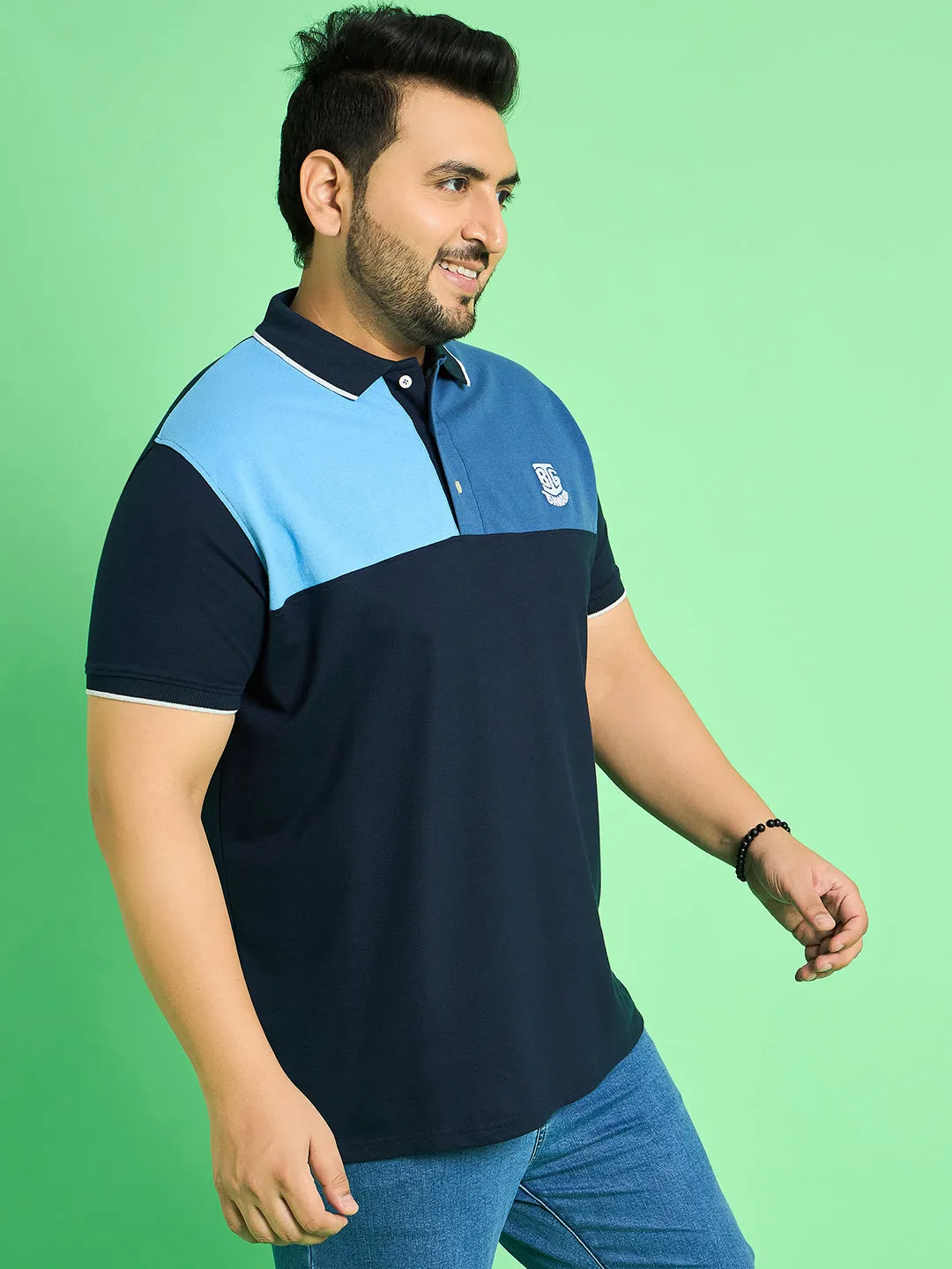 Men Plus Size Colt Colour-block Polo Tshirt