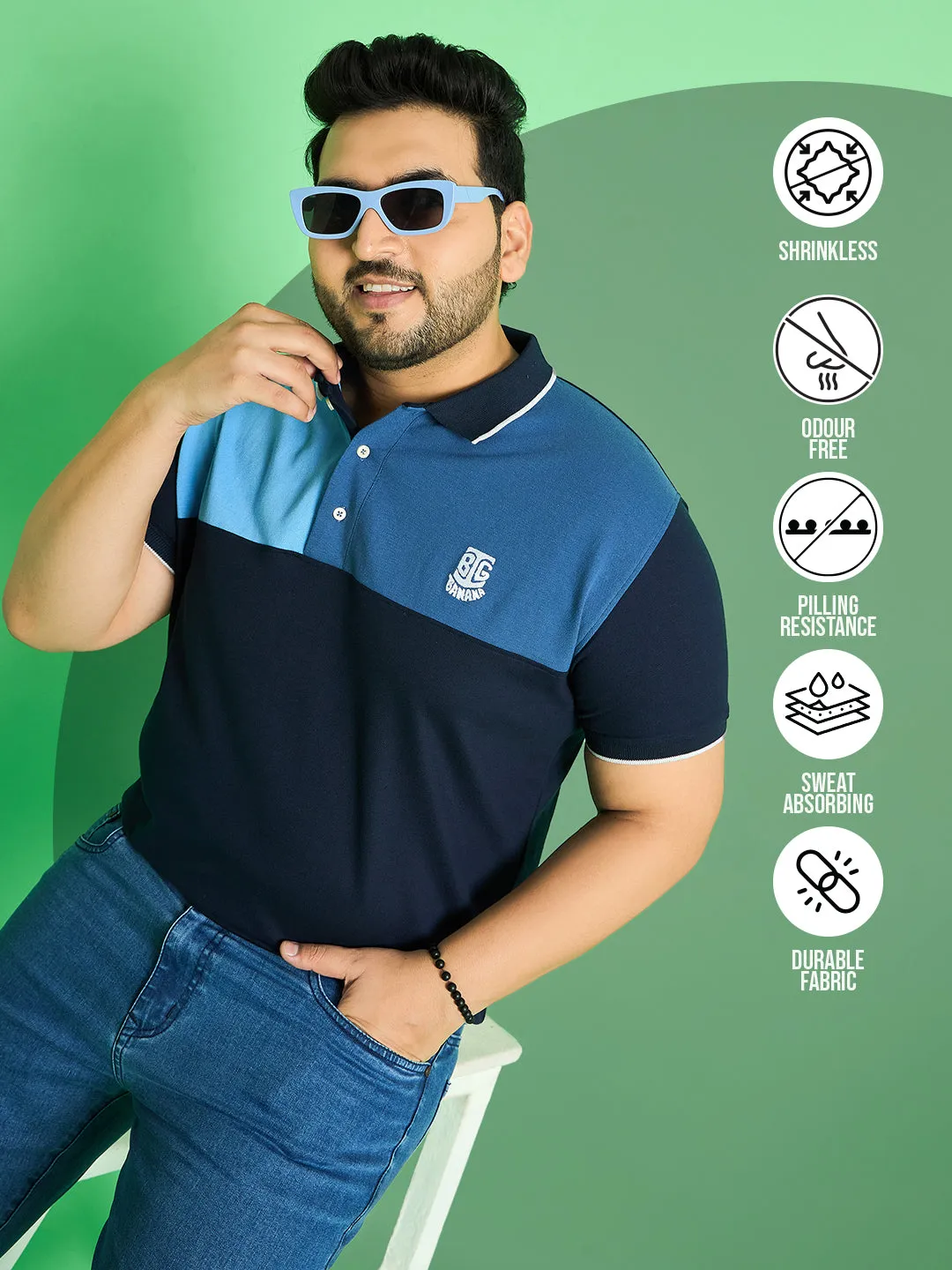 Men Plus Size Colt Colour-block Polo Tshirt