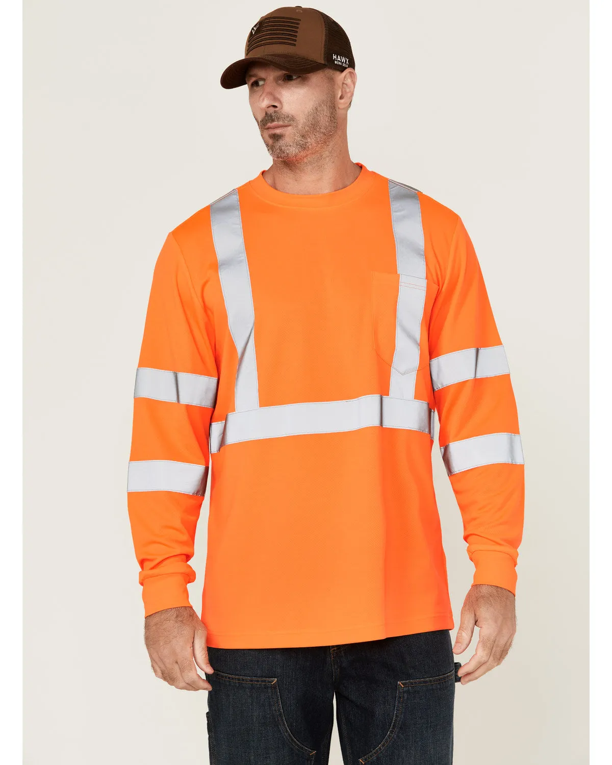 Men's Hi-Vis Reflective Long Sleeve Work T-Shirt - Big