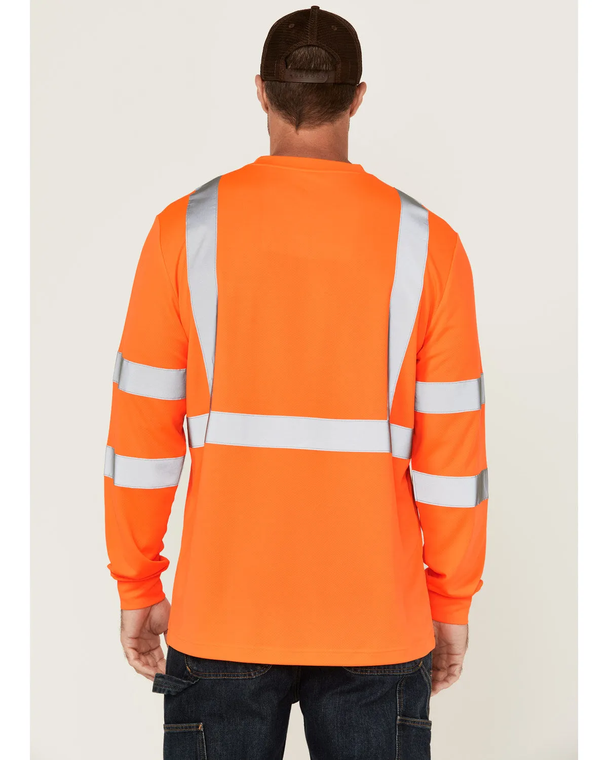 Men's Hi-Vis Reflective Long Sleeve Work T-Shirt - Big