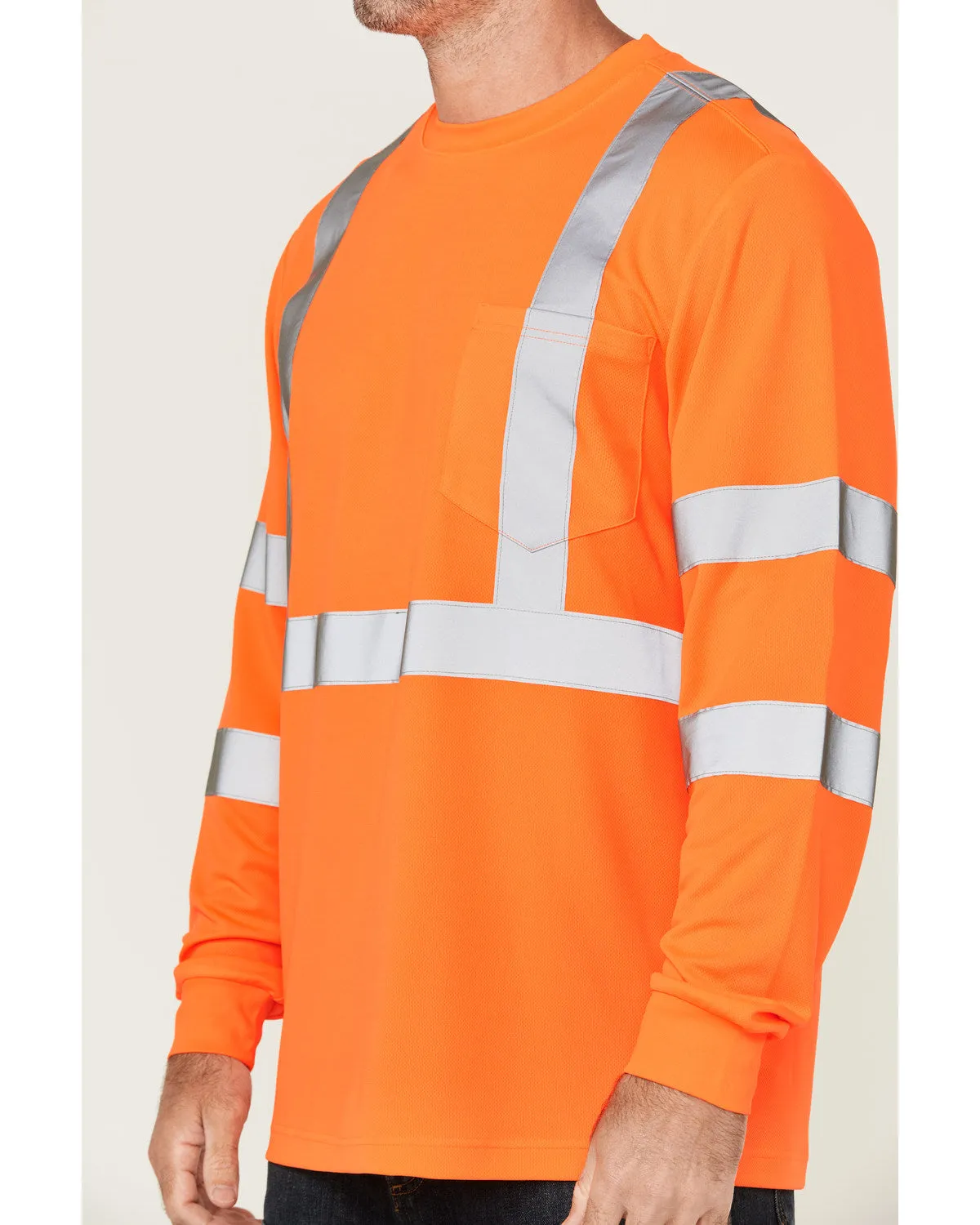 Men's Hi-Vis Reflective Long Sleeve Work T-Shirt - Big