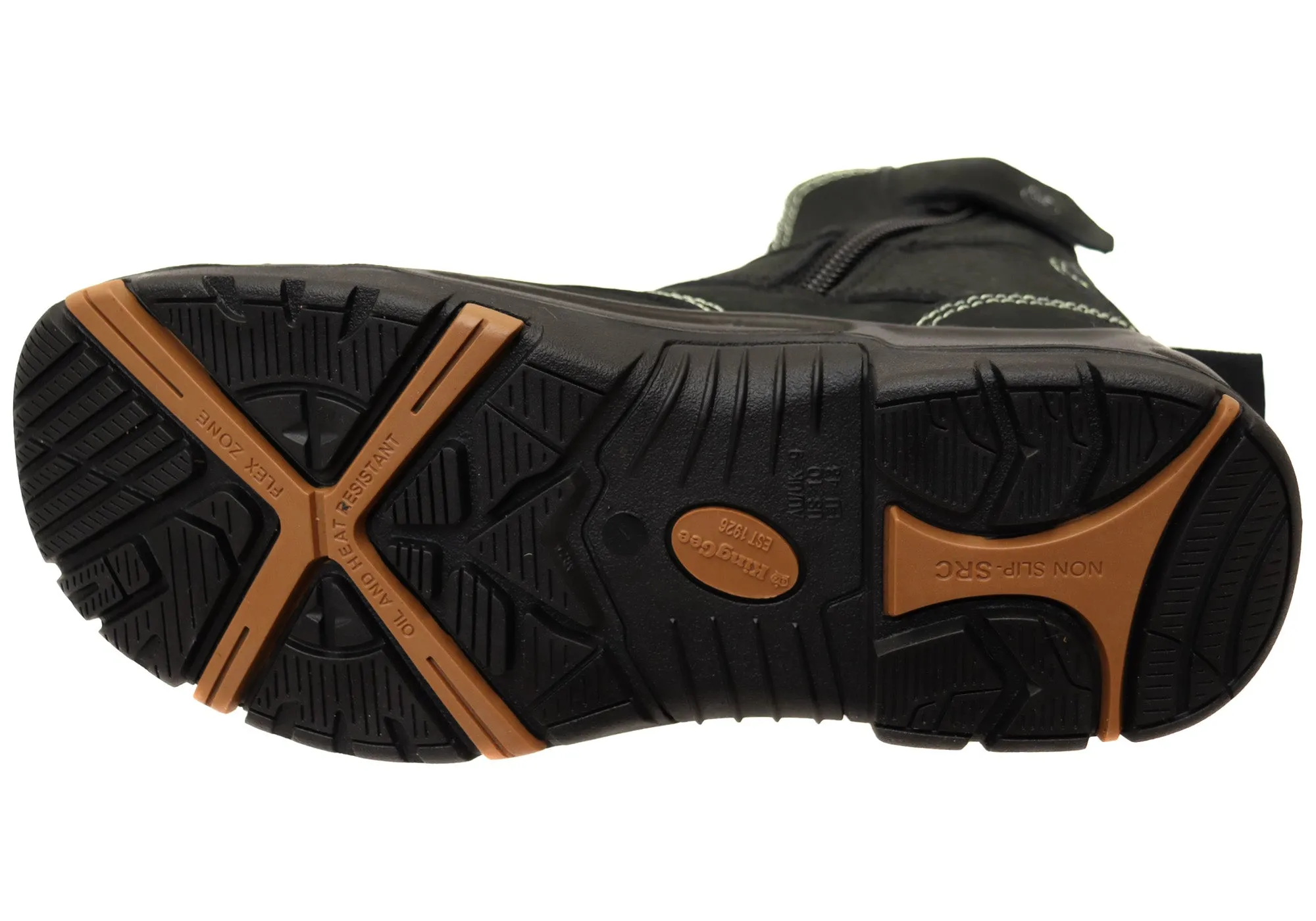 Mens KingGee Bennu Pro 6 Comfortable Leather Work Boots Black