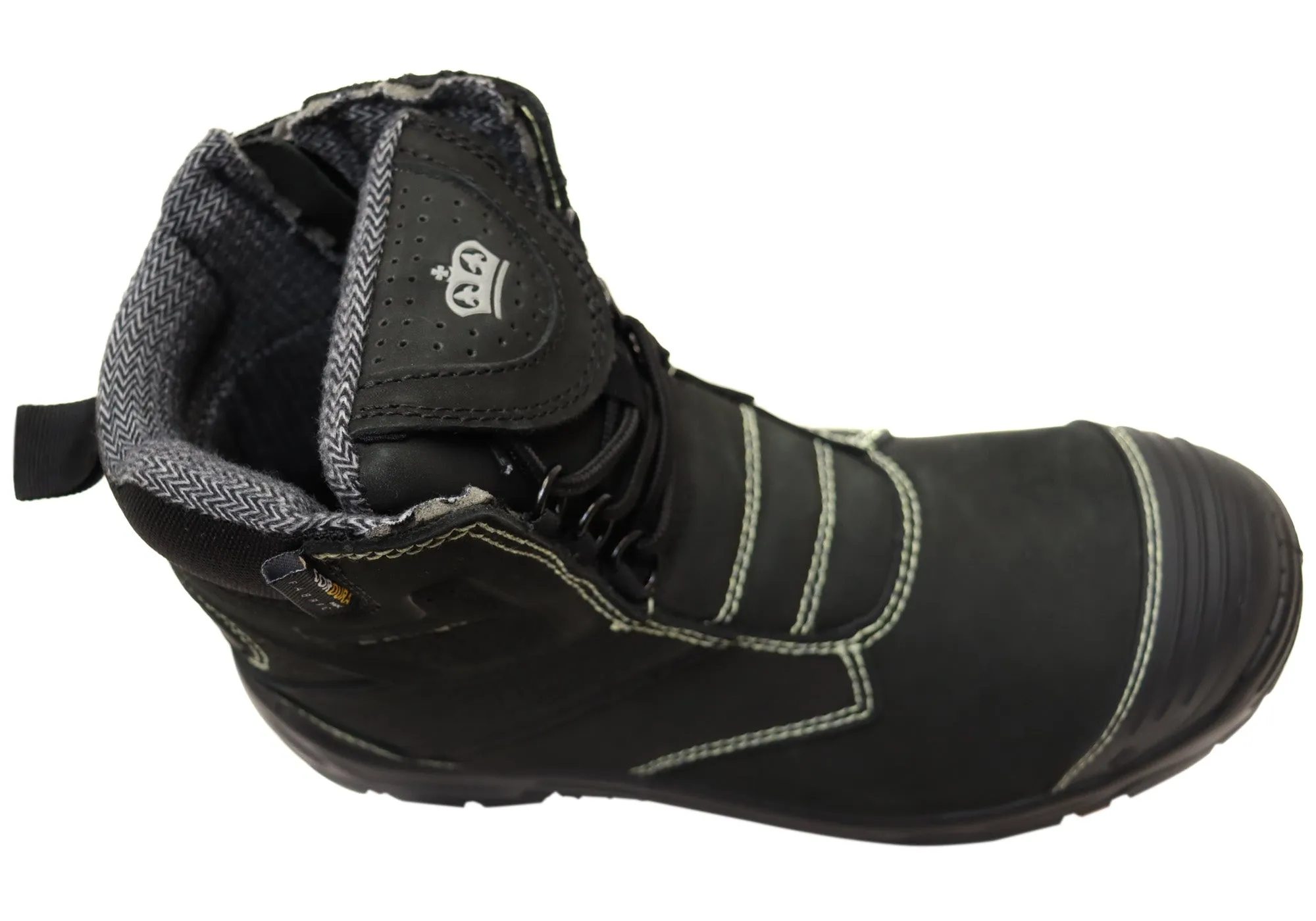 Mens KingGee Bennu Pro 6 Comfortable Leather Work Boots Black