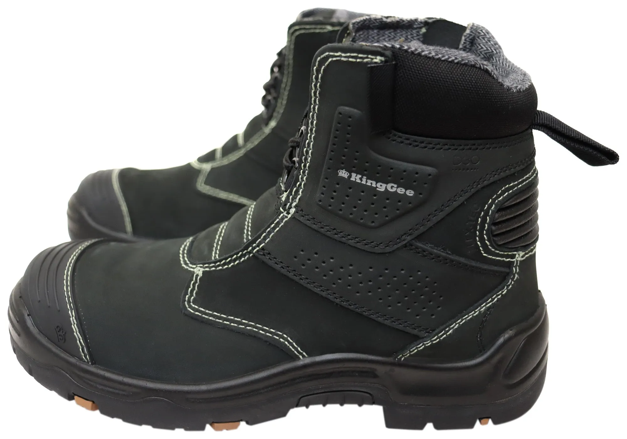 Mens KingGee Bennu Pro 6 Comfortable Leather Work Boots Black
