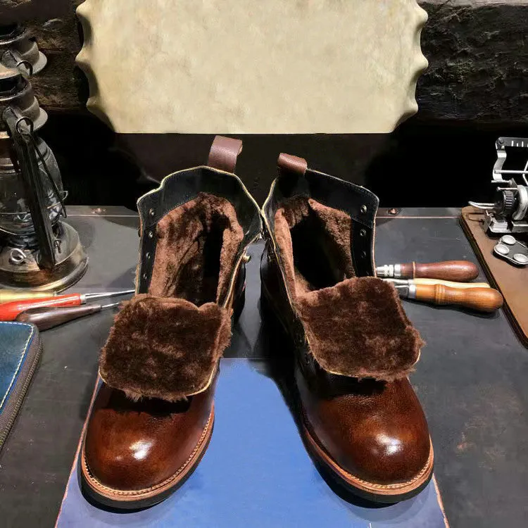 Men's Leather Retro Martin Boots Winter