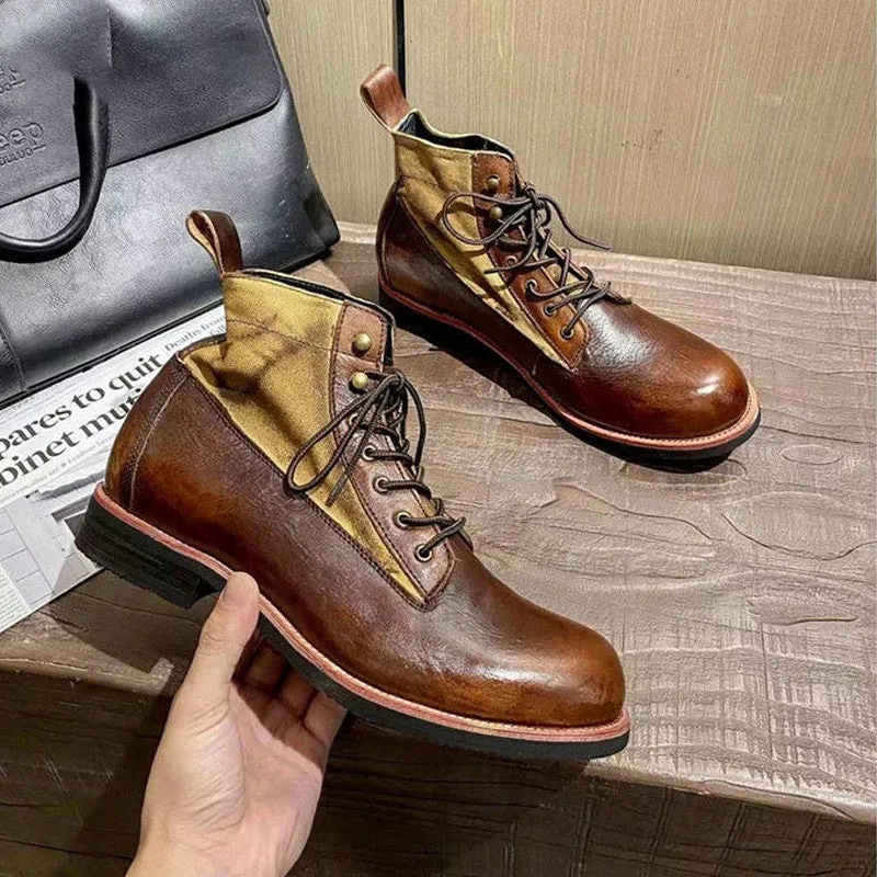 Men's Leather Retro Martin Boots Winter