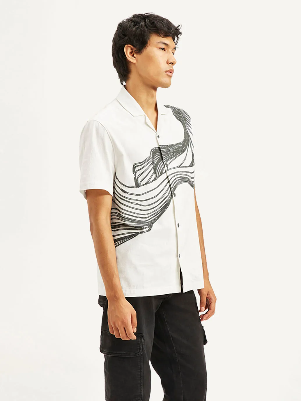 Men's Resort Collar Embroidered Relaxed Fit Shirt