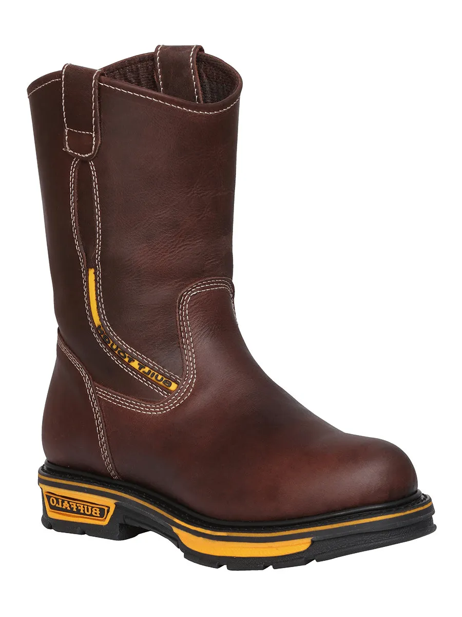 Men's Soft Toe Work Boots 'Buffalo & Bull' Coffee 123034