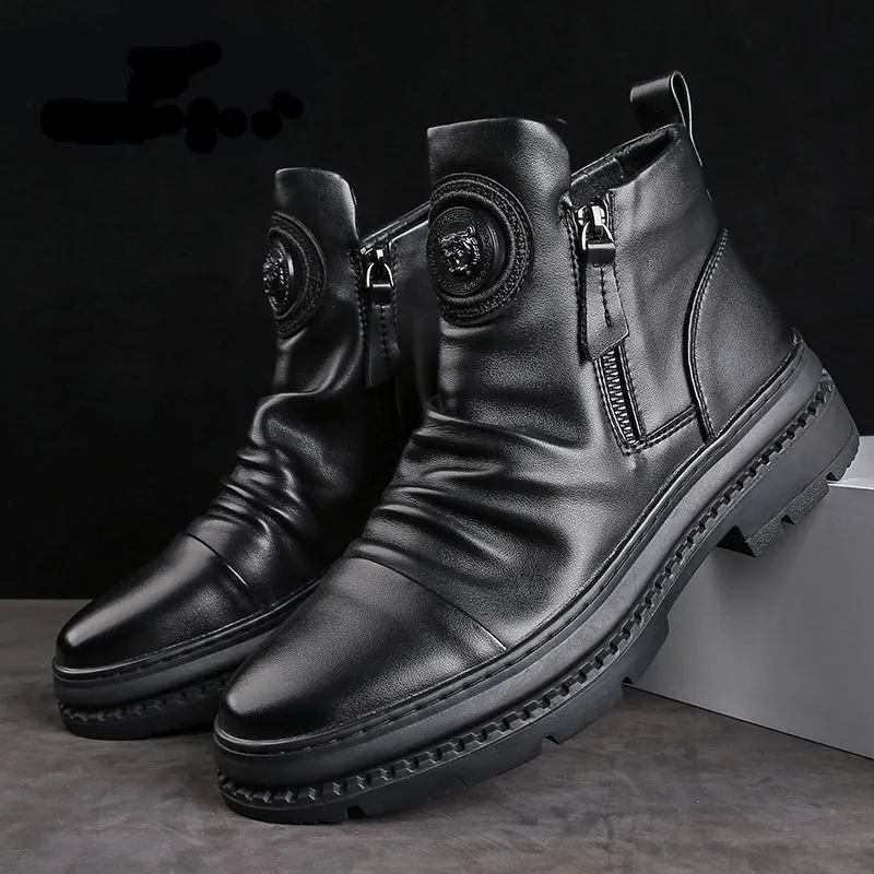 Men's versatile zipper shoes Korean version Martin boots men's casual shoes