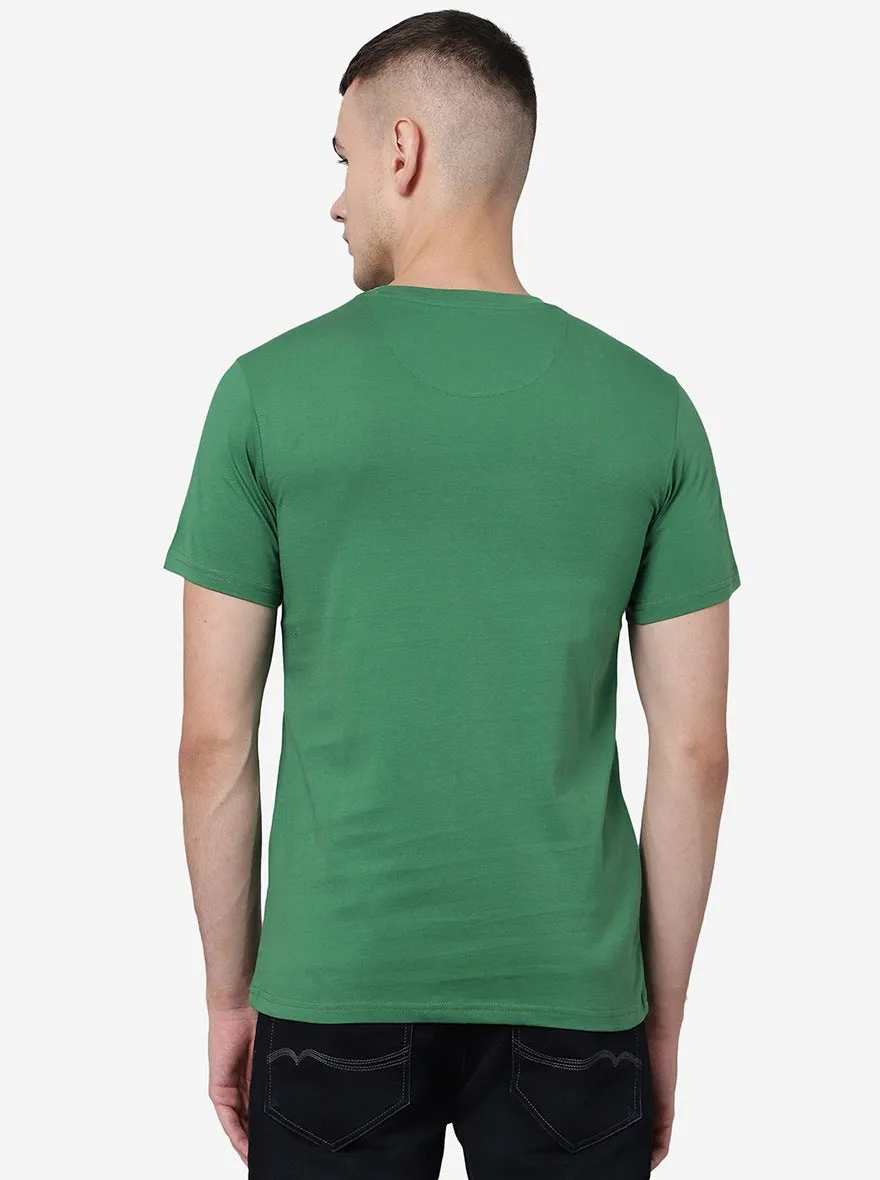 Mint Green Solid Slim Fit T-Shirt | JadeBlue