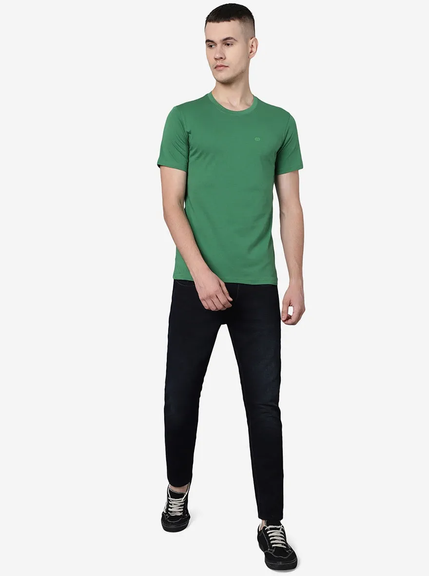 Mint Green Solid Slim Fit T-Shirt | JadeBlue