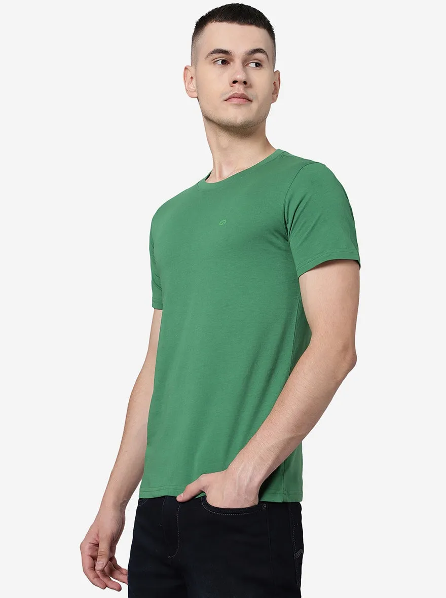 Mint Green Solid Slim Fit T-Shirt | JadeBlue