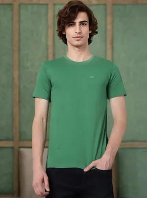 Mint Green Solid Slim Fit T-Shirt | JadeBlue