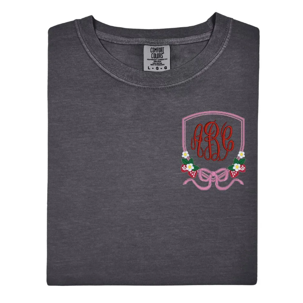 Monogrammed 'Strawberry Bow Crest' T-Shirt