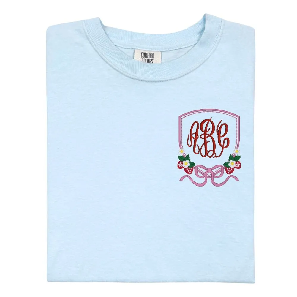 Monogrammed 'Strawberry Bow Crest' T-Shirt